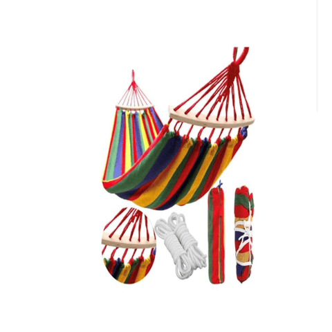 Hamac cu Bară de Lemn 200 x 150 cm, pentru Două Persoane