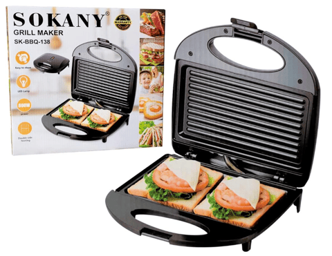 Sandwich Maker, Toast Crocant în 3 Minute, Strat Antiaderent