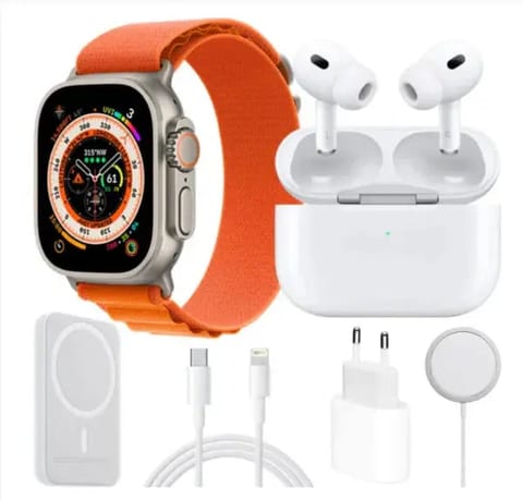 Pachet Ceas Inteligent Ultra X8 cu Căști Wireless Incluse
