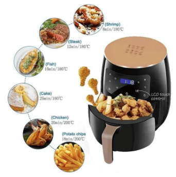 Friteuză cu Aer Cald 6 L Premium, cu 100 Foi de Copt Cadou