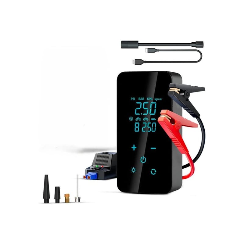 4-in-1 Portable Jump Starter & Digital Tyre Inflator – Cordless Car Battery Booster, 150 PSI Air Compressor, Power Bank & LED Light | Built for UAE Roads, Desert Trips & Summer Heat