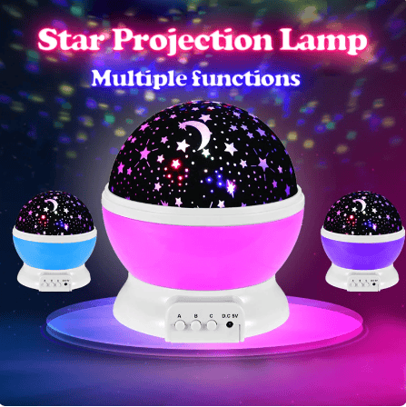 Proiector de Stele Galaxy Rotund, Lumină de Veghe Multicoloră
