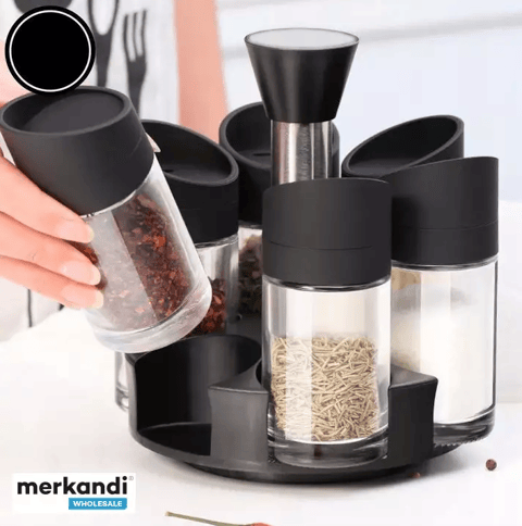 Set Organizator Condimente Spice Rack cu Recipiente, Rotativ