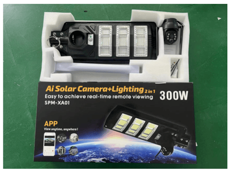 Lampă Solară Stradală 300 W cu Cameră 4G Integrată, Supraveghere Fără Curent