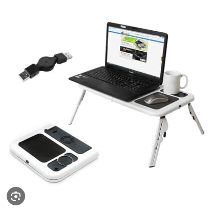 Masă Portabilă pentru Laptop cu Ventilator și Suport de Cană, Pliabilă