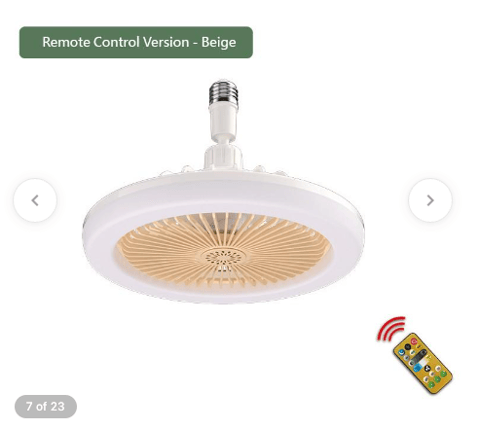 Ventilator de Tavan cu Bec LED și Aromaterapie, cu Telecomandă