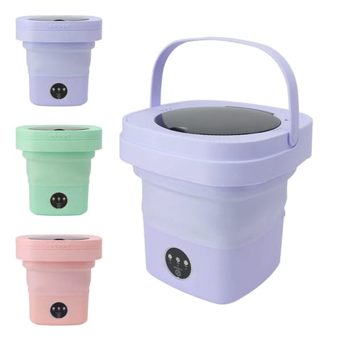 Mașină de Spălat Portabilă 6,5 L cu Temporizator, Mov și Verde