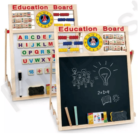 Tablă Educativă din Lemn pentru Copii, Magnetică, cu Activități de Învățare
