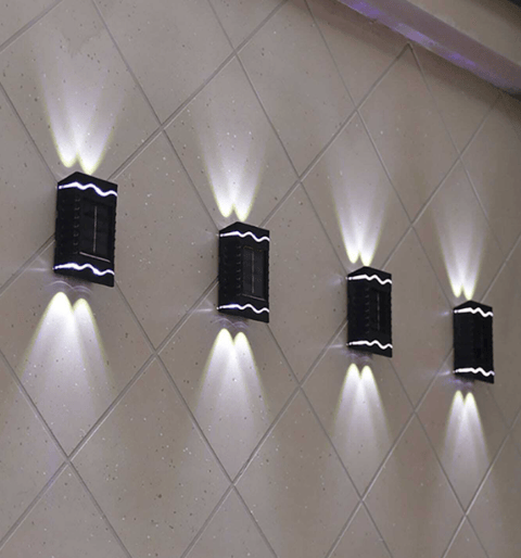 Set 4 Lămpi Solare cu Lumină Bidirecțională, pentru Perete