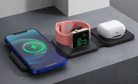 Încărcător Wireless 3 în 1 Magnetic și Pliabil, pentru Telefon, Ceas și Căști