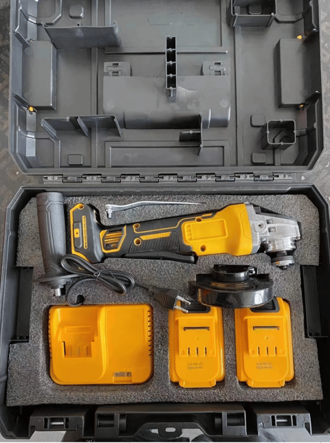 Polizor Unghiular cu 2 Acumulatori, Motor Brushless, Mâner Auxiliar și Apărătoare