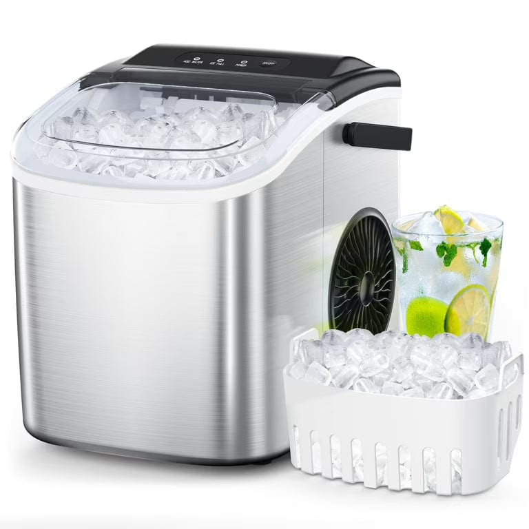 Portable  Ice Maker – Stainless Steel Self-Cleaning Ice Machine with 3.0L Tank, Fast Bullet Ice in Minutes, 12-Month Warranty | Perfect for UAE Summers