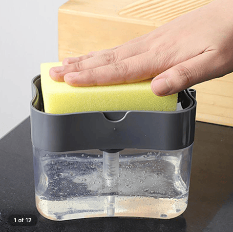 Dozator de Detergent de Vase cu Suport pentru Burete, pentru Chiuvetă