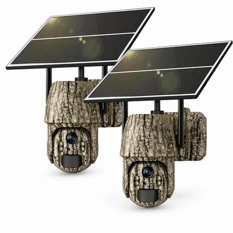 Cameră de Supraveghere 4G cu 2 Obiective și Panou Solar, Vedere Nocturnă Color