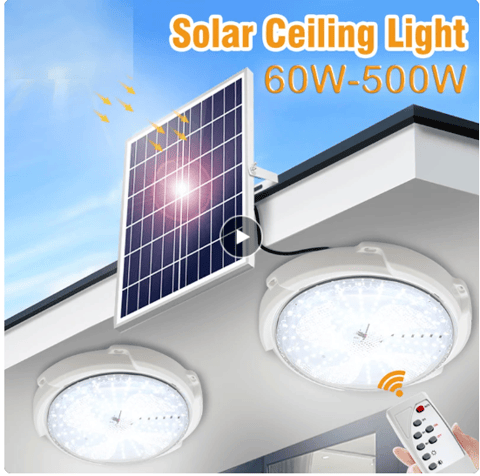 Plafonieră Solară LED cu Telecomandă, pentru Interior și Exterior