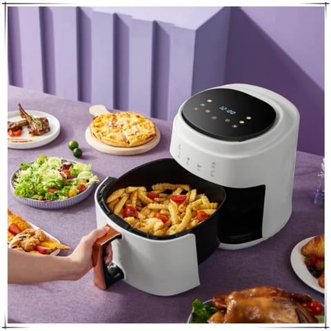 Friteuză cu Aer Cald 8 L cu Geam de Vizualizare, Neagră