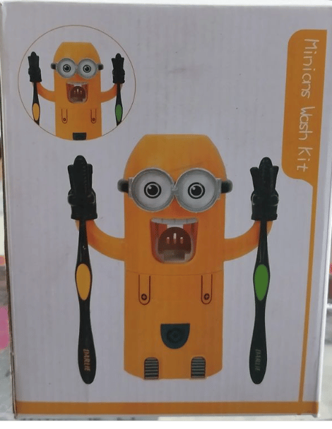 Suport pentru Periuțe de Dinți Copii cu Dozator de Pastă, Model Minion