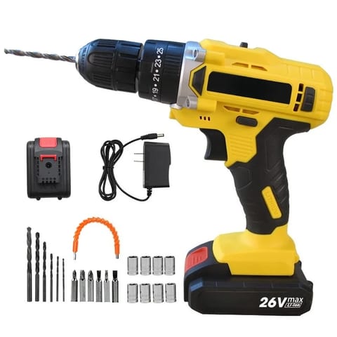Bormașină cu Acumulator 36 V și Set de Biți, pentru Găurit și Înșurubat