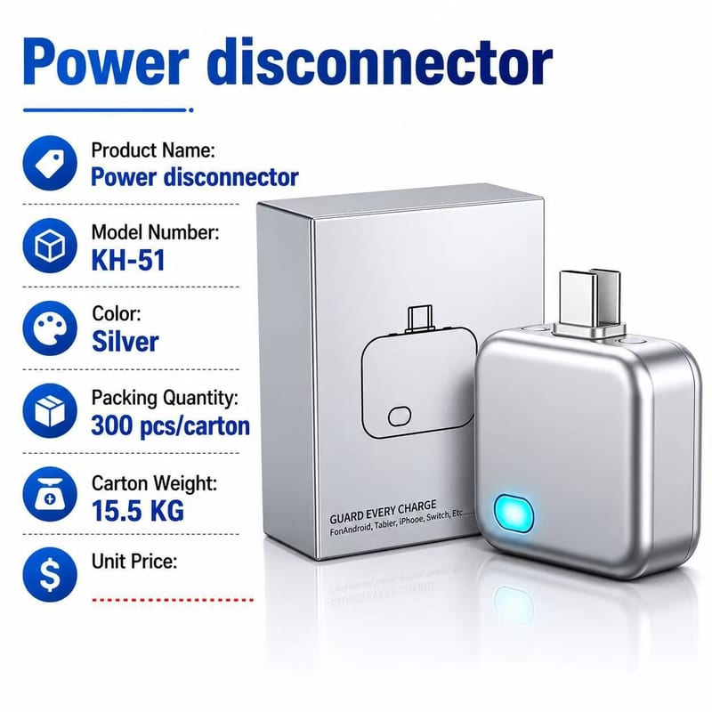 Smart Power Disconnector – 140W USB-C Auto-Stop Battery Guard, Physical Disconnect Charger Protector for Safe Overnight Charging | iPhone, Android, Tablets & Switch