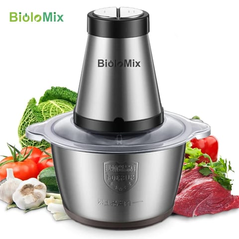 Tocător Electric cu Bol din Inox, 4 Lame, pentru Carne și Legume
