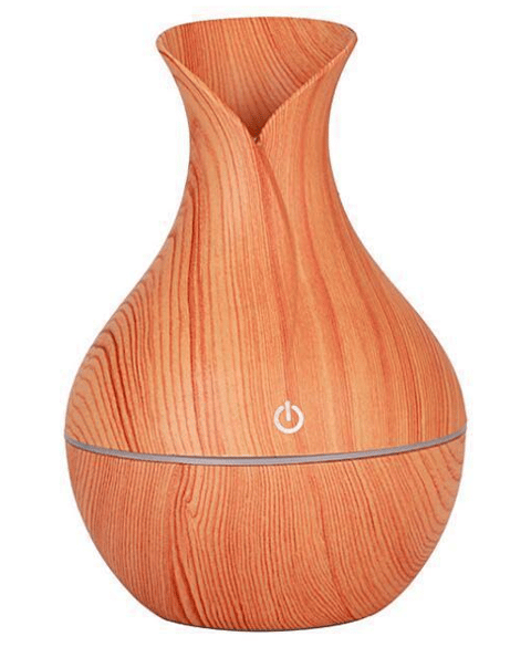 Umidificator Ultrasonic cu Aspect de Lemn, Silențios, cu Lumină Ambientală