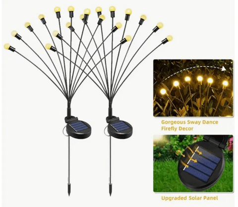 Lampă Solară Licurici cu 8 Brațe, Efect de Licurici în Grădină
