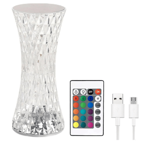 Lampă Decorativă de Masă din Cristal cu LED RGB și Telecomandă