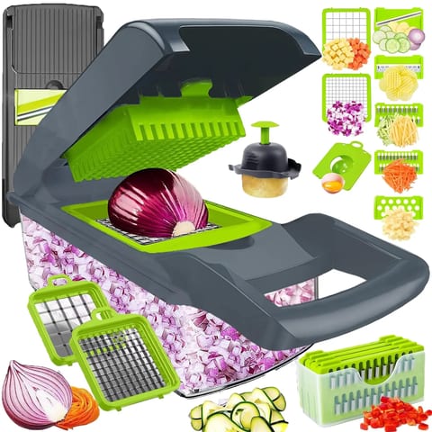 Răzătoare Multifuncțională Veggie 16 Piese cu Container, Lame Inox