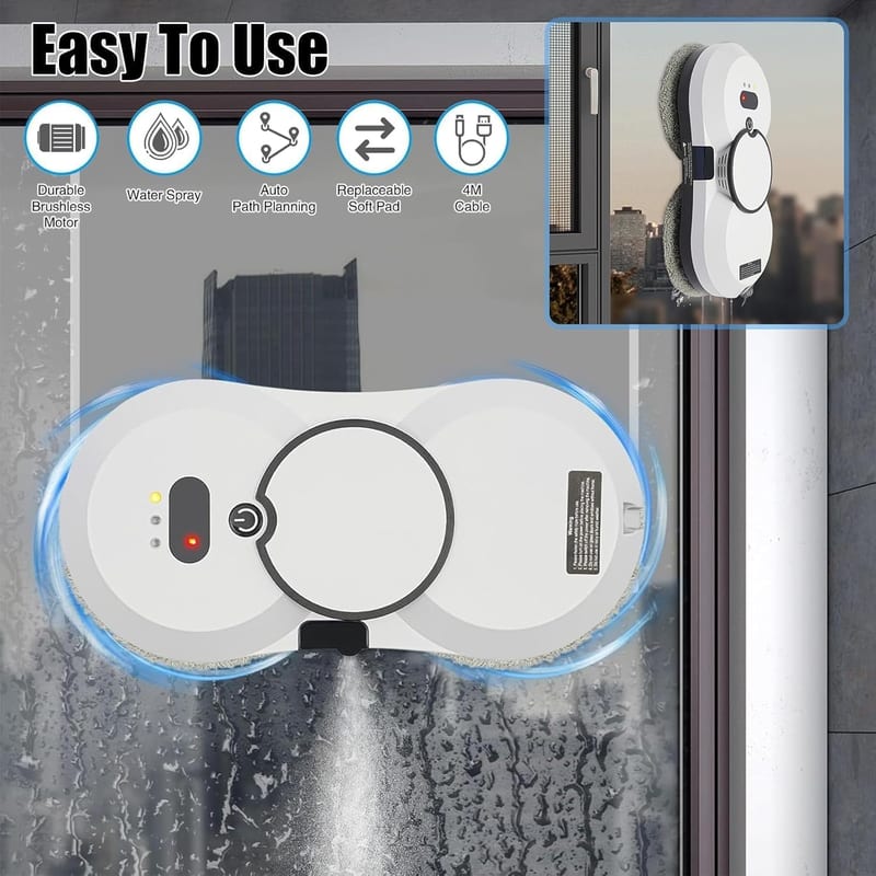 Smart Window Cleaning Robot X5 – Automatic Electric Glass Cleaner with 3000Pa Suction, Water Spray, Remote & App Control | Anti-Fall Safety for High-Rise Windows